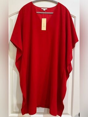 JADE Lilly & Co Red Butterfly Dress V Neck NWT Size Large